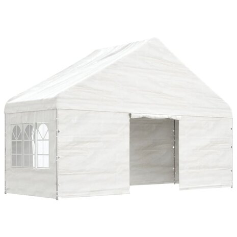 Prieel met dak 5,88x2,23x3,75 m polyetheen wit 2
