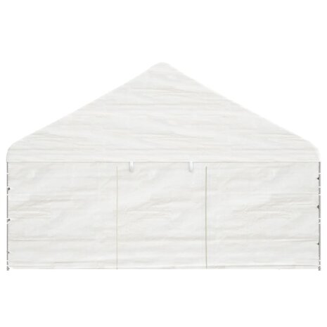 Prieel met dak 5,88x2,23x3,75 m polyetheen wit 3