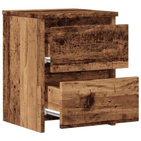 Nachtkastje 30x30x40 cm bewerkt hout oud houtkleurig 7