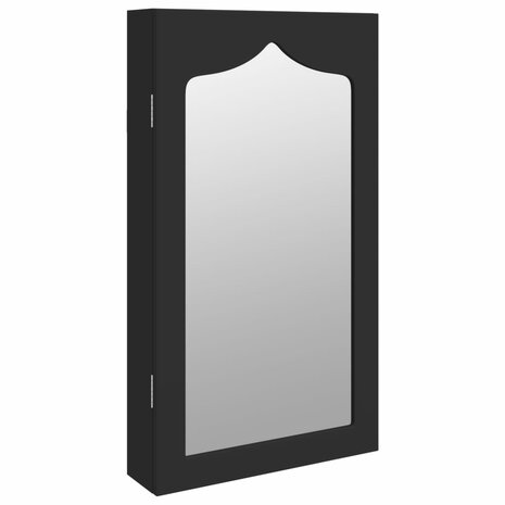 Sieradenkast met spiegel wandgemonteerd 37,5x10x67 cm zwart 2