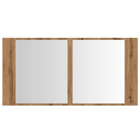 Spiegelkast LED 90x12x45 cm bewerkt hout artisanaal eikenkleur 7