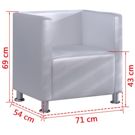 Fauteuil kubus kunstleer wit 5
