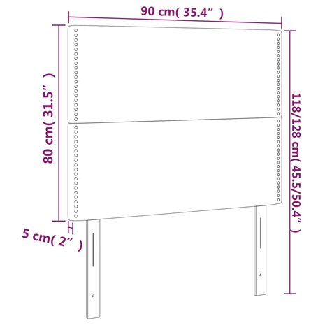 Hoofdborden 2 st 90x5x78/88 cm fluweel donkergroen 8