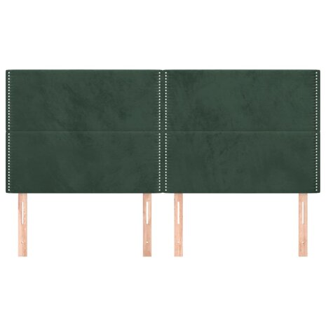 Hoofdborden 4 st 90x5x78/88 cm fluweel donkergroen 3