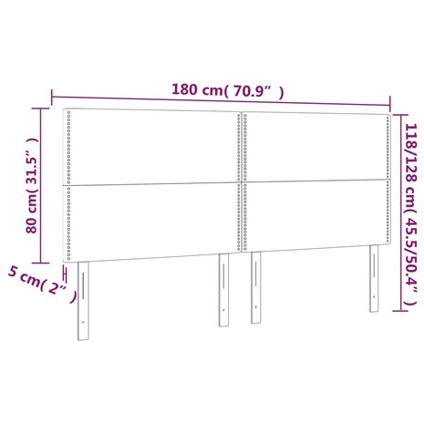 Hoofdborden 4 st 90x5x78/88 cm fluweel donkergroen 8
