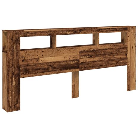 Hoofdeinde met LED 220x18,5x103,5 cm bewerkt hout oud hout 3