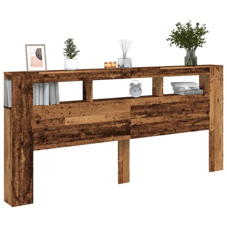 Hoofdeinde met LED 220x18,5x103,5 cm bewerkt hout oud hout 5