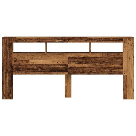 Hoofdeinde met LED 220x18,5x103,5 cm bewerkt hout oud hout 6