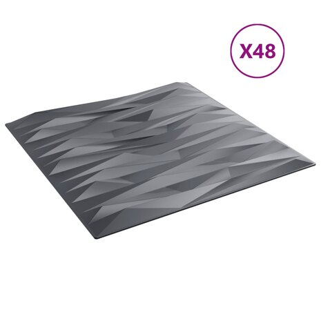 48 st Wandpanelen steen 12 m² 50x50 cm XPS grijs 4