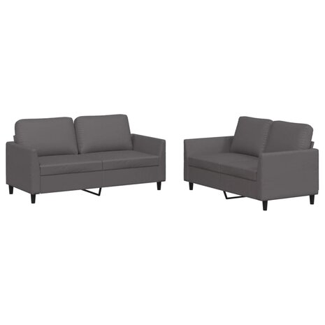 2-delige Loungeset met kussens kunstleer grijs 2
