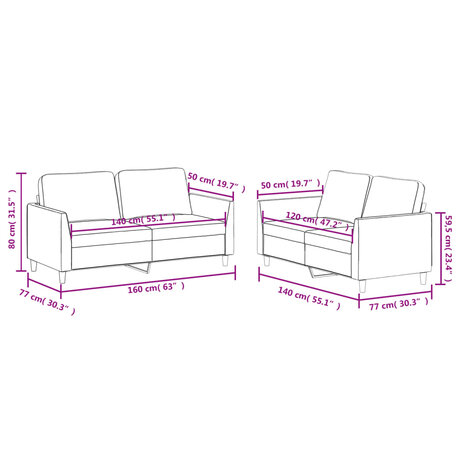 2-delige Loungeset met kussens kunstleer grijs 7