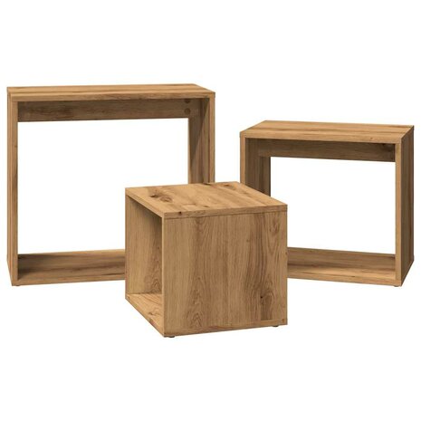 3-delige Tafeltjesset bewerkt hout artisanaal eikenkleur 5