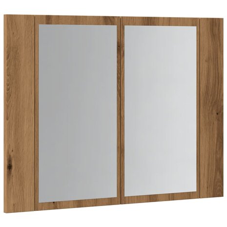 Spiegelkast LED 60x12x45 cm bewerkt hout artisanaal eikenkleur 6