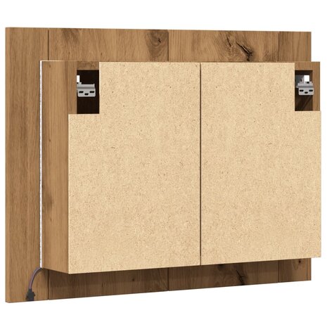 Spiegelkast LED 60x12x45 cm bewerkt hout artisanaal eikenkleur 9