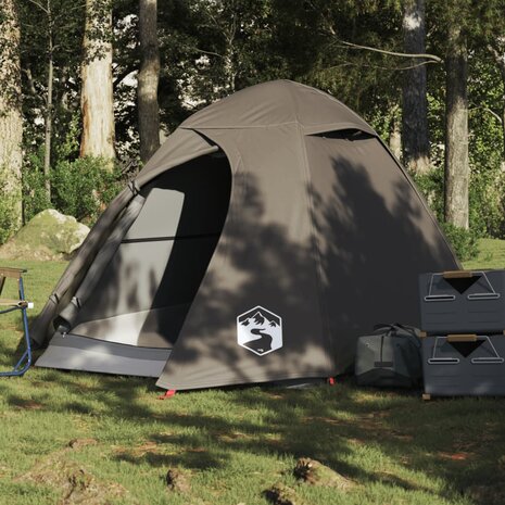 Koepeltent 2-persoons waterdicht bruin 1