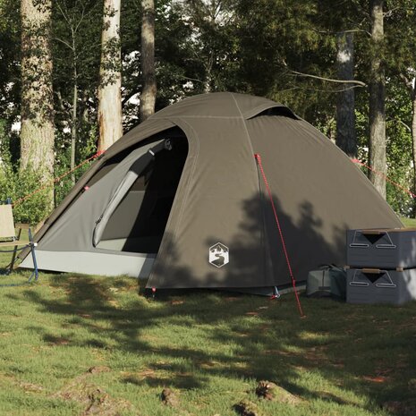 Koepeltent 4-persoons waterdicht bruin 1
