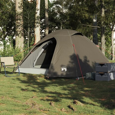Koepeltent 4-persoons waterdicht bruin 3