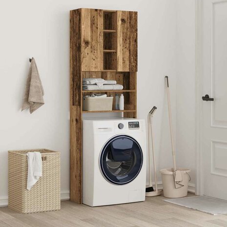 Wasmachinekast 64x25,5x190 cm oud houtkleurig 4