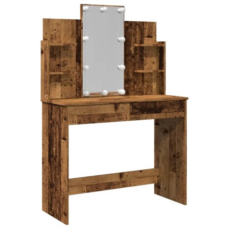 Kaptafel met LED-verlichting 96x40x142 cm oud houtkleurig 5