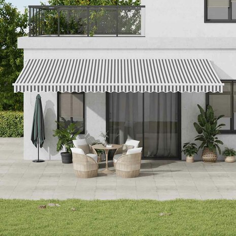 Luifel automatisch uittrekbaar 600x300 cm antracietkleur en wit 1