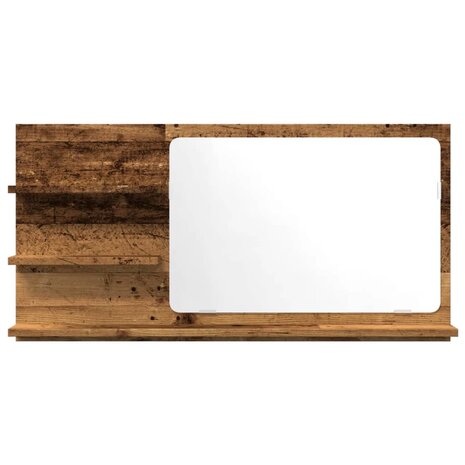 Badkamerspiegelkast 90x11x45 cm bewerkt hout oud houtkleurig 4