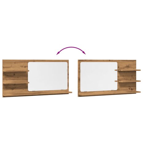 Badkamerspiegelkast 90x11x45 cm bewerkt hout artisanaal eiken 7