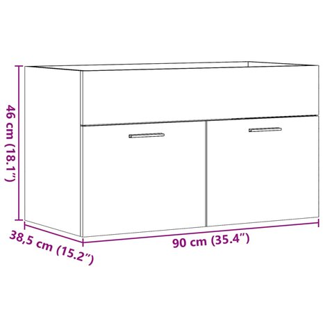 Wastafelkast 90x38,5x46 cm bewerkt hout sonoma eikenkleurig 11