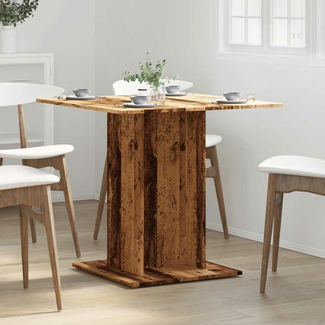 Eettafel 80x80x75 cm bewerkt hout oud houtkleurig 4