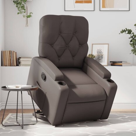 Sta-op-fauteuil verstelbaar kunstleer bruin 1
