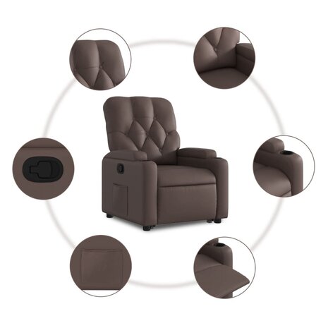 Sta-op-fauteuil verstelbaar kunstleer bruin 7