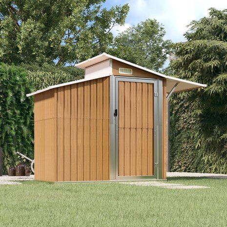 Tuinschuur 270x130x208,5 cm gegalvaniseerd staal bruin 1