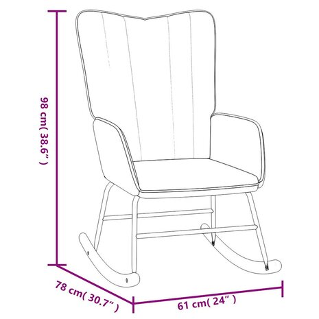 Schommelstoel met voetenbank fluweel zwart 10
