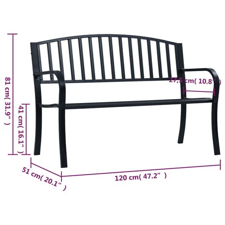 Tuinbank 120 cm staal zwart 7