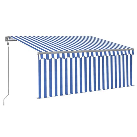 Luifel automatisch met gordijn LED windsensor 3x2,5 m blauw wit 2