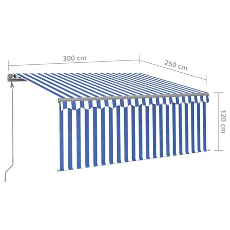 Luifel automatisch met gordijn LED windsensor 3x2,5 m blauw wit 10