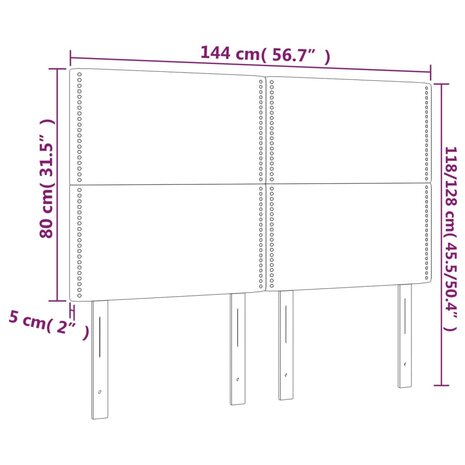 Hoofdborden 4 st 72x5x78/88 cm kunstleer cappuccinokleurig 8
