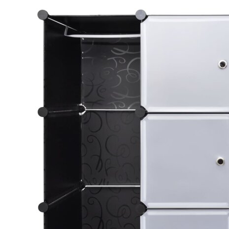 Kast modulair met 18 vakken 37x146x180,5 cm zwart en wit 4