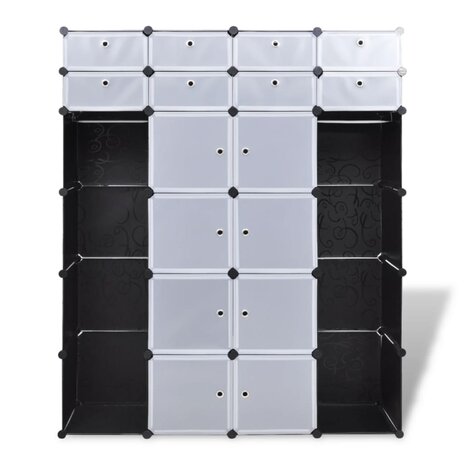 Kast modulair met 18 vakken 37x146x180,5 cm zwart en wit 6