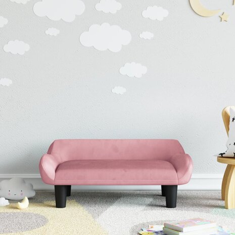 Kinderbank 70x40x24 cm fluweel roze 1