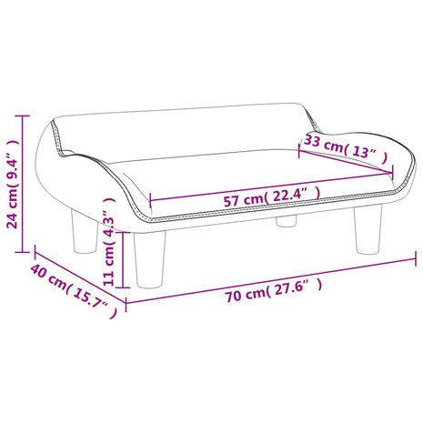 Kinderbank 70x40x24 cm fluweel roze 7