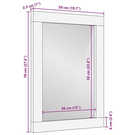Badkamerspiegel 50x70 cm massief acaciahout en glas 9