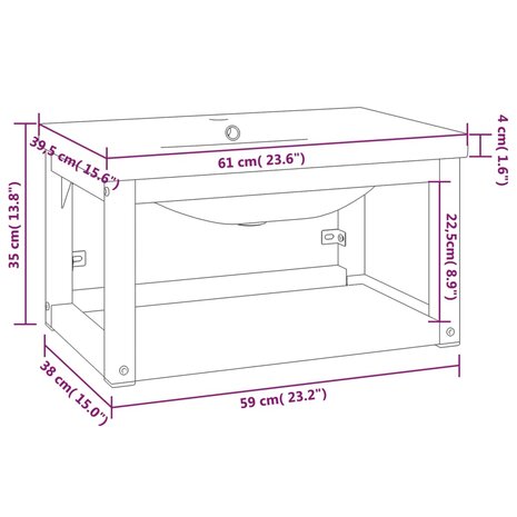 Wastafelframe met inbouwwastafel ijzer wit 7