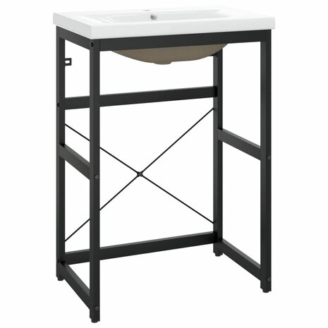Wastafelframe met inbouwwastafel ijzer zwart 2