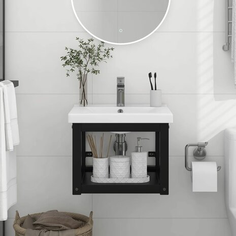 Wastafelframe wandgemonteerd 40x38x31 cm ijzer zwart 1