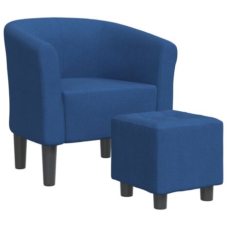 Kuipstoel met voetenbank stof blauw 2
