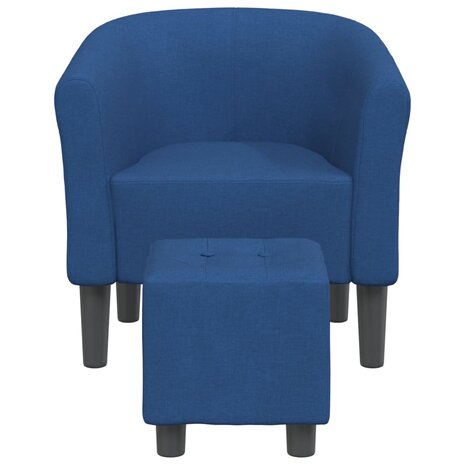Kuipstoel met voetenbank stof blauw 3