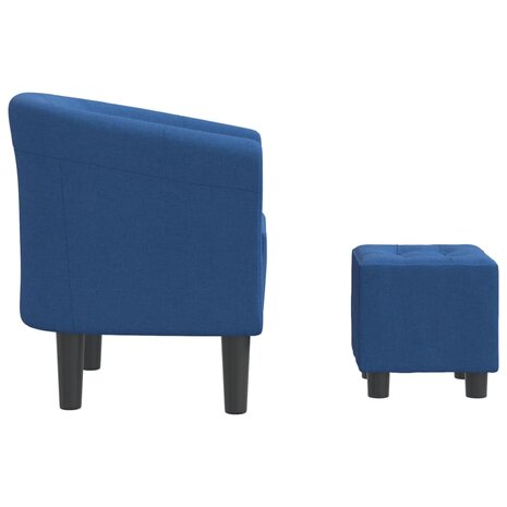 Kuipstoel met voetenbank stof blauw 4