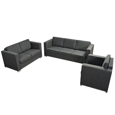 3-delig Bankstel stof donkergrijs  3