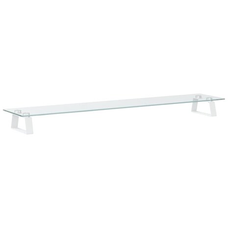 Monitorstandaard 100x20x8 cm gehard glas en metaal wit 2