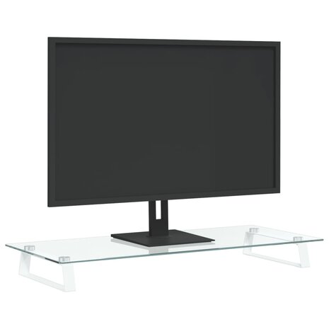 Monitorstandaard 80x35x8 cm gehard glas en metaal wit 3